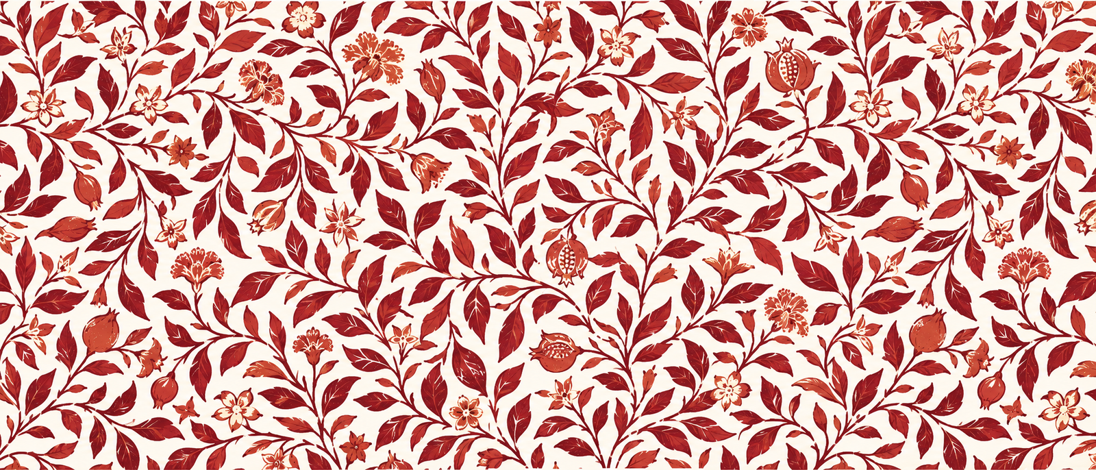 Patrón floral cordobés en tonos rojos