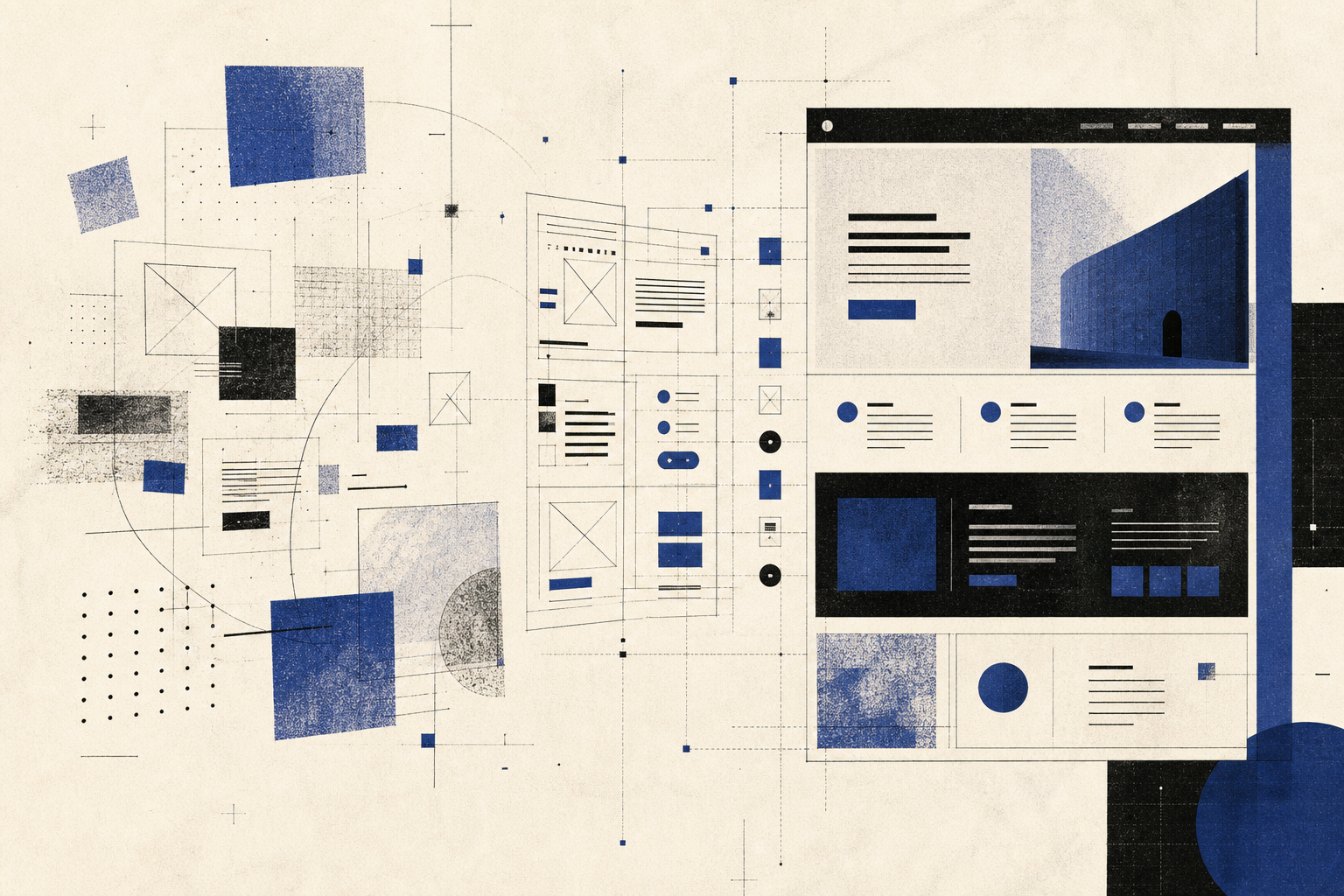 Lámina editorial que representa la fase de diseño y desarrollo
